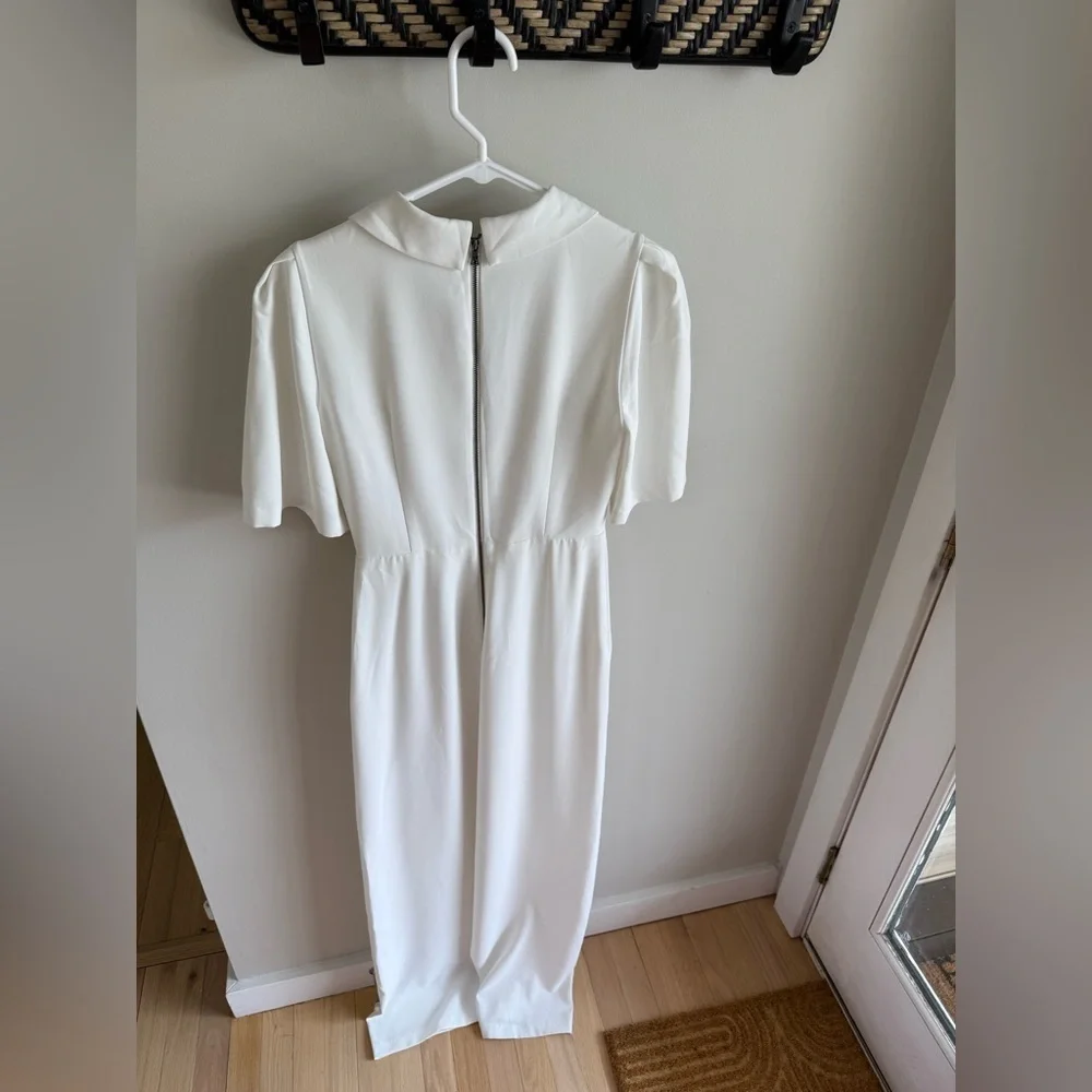 Alice + Olivia Luana Faux-Wrap Wide Leg Jumpsuit - White - Size 4